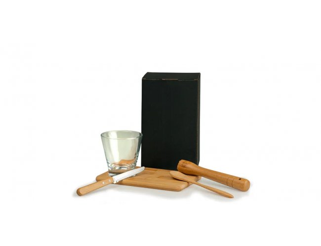 Kit Para Caipirinha Em Bambu Com Tbua E Socador - 5 Ps