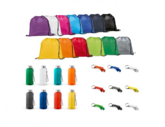 Kit Sacochila + Squeeze 580ml + Chaveiro abridor