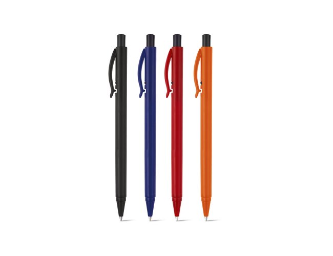 Caneta esferogr�fica em ABS com acabamento brilhante e escrita em azul