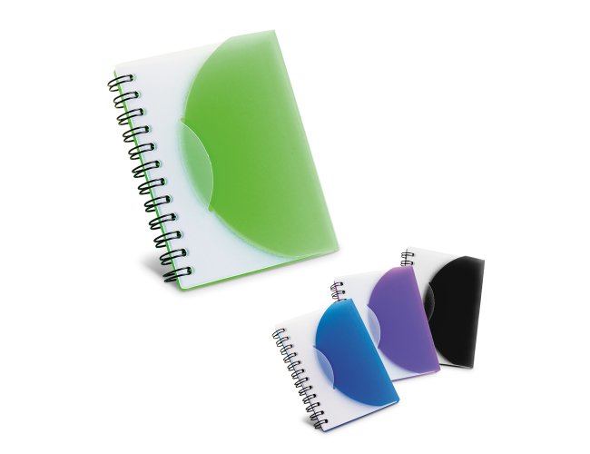 Caderno. PP semi-rgido. Com 80 folhas no pautadas.     78 x 108 mm