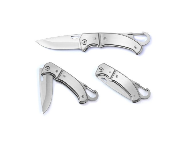 Canivete em ao inox e metal com fecho de segurana