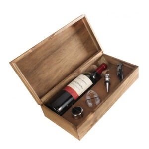 Kit Vinho em caixa de madeira envelhecida