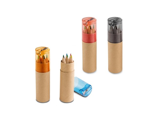 CAIXA DE PAPEL CARTO COM LPIS DE COR (6 PEAS)