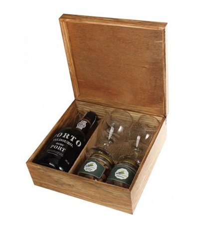 Kit vinho em caixa de madeira