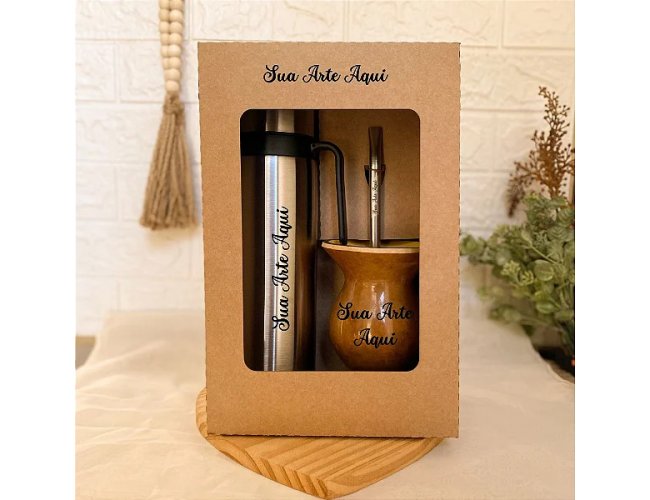 Kit Cuia + Bomba + Garrafa Inox 1L
