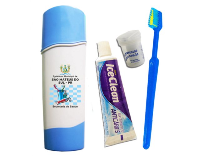 Kit de Higiene Bucal Adulto Com Estojo Ovalado