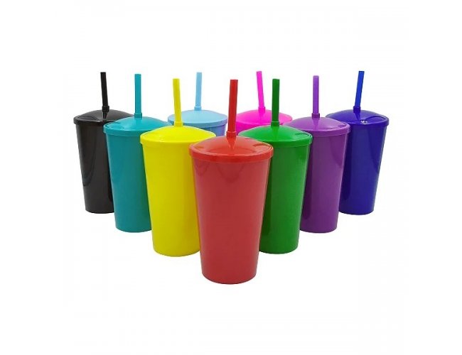 Copo 500ml com tampa e canudo