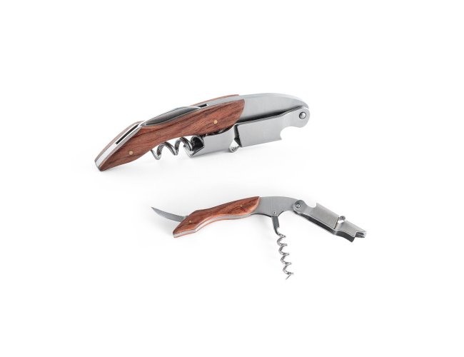 CHAPTAL. Saca rolhas em madeira e aço inox com sistema de mola