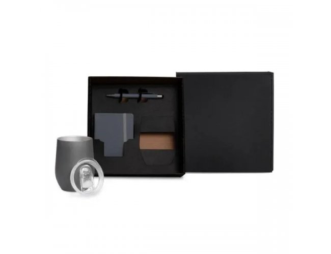 Kit Copo T�rmico E Acess�rios - Cinza (3 Pe�as)