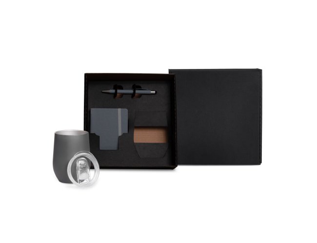 Kit Copo Térmico E Acessórios - Cinza - 3 Pçs