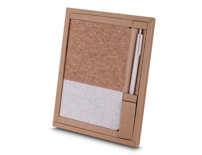 Kit Escritrio A5 Capa em Cortia e Caneta P Reciclado